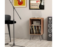 Promotions Stalinis patefonas su įkrovimo stotele 48x40x88 cm, kaimiško rudo atspalvio