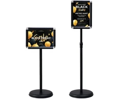 Promotions Stendai meniu rodymui, 2 vnt., reguliuojamo aukščio 83-130 cm, Ø28 cm, juodos spalvos