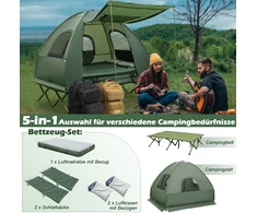 Promotions Stovyklavimo palapinės lova 5-in-1 Dvigulė 194x145x185 cm Žalia Nešiojama