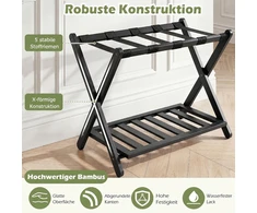 Promotions Sulankstoma lagamino stovėjimo vieta su dirželiais ir lentynomis daiktams 68x43x57 cm juoda/natūrali