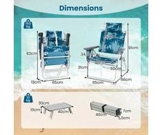 Promotions Sulankstoma paplūdimio kėdė ir šoninis staliukas, lengvos aliuminio konstrukcijos, mėlynos spalvos