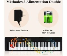 Promotions Sulankstoma pianino klaviatūra 94x22x6 cm juoda, elektroninis instrumentas