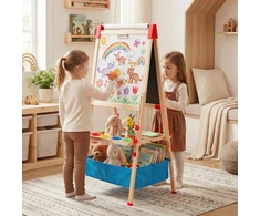 Promotions Sulankstomas dvipusis magnetinis molbertas 55.9x53.3x119.4-144.8 cm daugiakryptis medinis