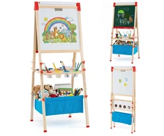 Promotions Sulankstomas dvipusis magnetinis molbertas 55.9x53.3x119.4-144.8 cm daugiakryptis medinis