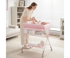 Promotions Sulankstomas kūdikių keitimo stalas 81,3x66x95,3 cm rožinis su saugojimo vieta