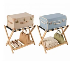 Promotions Sulankstomas lagamino stovas su dirželiais ir lentynomis daiktams 68x43x57 cm natūralios/juodos spalvos