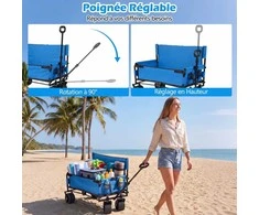 Promotions Sulankstomas paplūdimio vežimėlis 96x59x75-106 cm mėlynas
