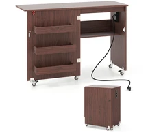 Promotions Sulankstomas siuvimo stalas su įkrovimo stotele 116x41x78 cm baltas