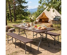 Promotions Sulankstomas stalo stalas 183x76x74 cm kavos spalvos