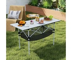 Promotions Sulankstomas stovyklavimo stalas, 119x55x69 cm, juodas ir sidabrinis