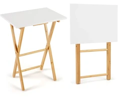 Promotions Sulankstomas televizoriaus padėklų rinkinys 48.3x35.6x63.5 cm baltas bambukas