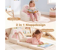 Promotions Sulankstomas vaikų sofos gultas 50,5x22,5x14 cm rožinė/kreminė