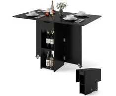 Promotions Sulankstomas valgomasis stalas, 120x72x75 cm, juodas, medinis