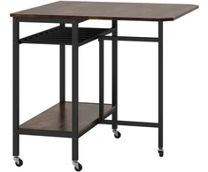 Promotions Sulankstomas virtuvinis stalas 80x75x75 cm, rudas, metalinis rėmas, su saugojimo vieta