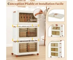 Promotions Sulankstomos sandėliavimo dėžės, 3 vnt., 68,5x37,5x107 cm, baltos ir rudos spalvos