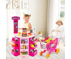Promotions Supermarket žaidimų rinkinys vaikams 76 vnt. 48x24x78 cm rožinis
