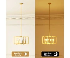 Promotions Šviestuvas, 6 lempų geometrinis pakabinamas šviestuvas, 54x54x67-157 cm, bronzinis, metalas