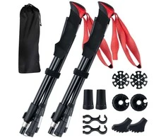 Promotions Trekkingo lazdos, sulankstomos lengvos vaikščiojimo lazdos, 36.5x115x130 cm, juoda raudona