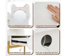Promotions Tualetinis staliukas 80x50x150 cm baltas, veidrodis, laikymas