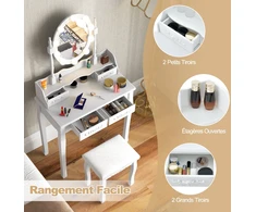 Promotions Tualetinis staliukas su LED apšvietimu ir 4 stalčiais 75x40x145 cm baltas