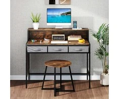 Promotions Tualetinis staliukas su taburete, 110x50x95.5 cm, rudas, su laikymo vieta