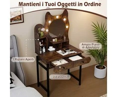 Promotions Tualetinis staliukas su veidrodžiu ir apšvietimu, 80x50x150 cm, rudas, su laikymo vieta