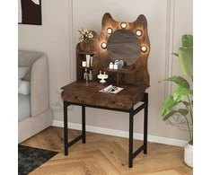 Promotions Tualetinis staliukas su veidrodžiu ir apšvietimu, 80x50x150 cm, rudas, su laikymo vieta