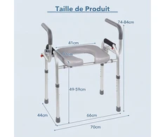 Promotions Tualeto sėdynės pakėlėjas reguliuojamo aukščio 70x44x74-84 cm sidabro spalvos aliuminis