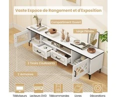 Promotions TV staliukas, 180,5x35x46 cm, baltas