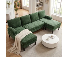 Promotions U formos Sofa-lova 258x125x71,5 cm Žalios spalvos korduro audinys