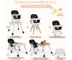 Promotions Vaikiška aukštos kėdė, 6-in-1 konvertuojama, juoda