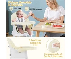 Promotions Vaikiška aukšta kėdė, 6 viename, balta ir geltona