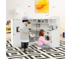 Promotions Vaikiška kampinė žaidimų virtuvėlė 42x29x94 cm balta/rožinė