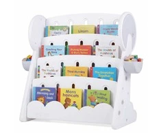 Promotions Vaikiška knygų lentyna, 4 aukštų su 2 laikymo dėžėmis, 92x42x79 cm, pilka
