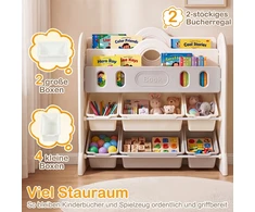 Promotions Vaikiška knygų lentyna ir žaislų laikymo organizatorius 85x40,6x83,8 cm balta/pilka