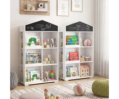 Promotions Vaikiška knygų lentyna namelio formos, saugojimo spintelė 64x30x116,5 cm, balta MDF