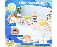 Promotions Vaikiška laipiojimo konstrukcija, medinė Montessori 8-in-1, 75x38x91 cm, įvairiaspalvė, sulankstoma