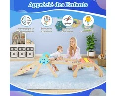 Promotions Vaikiška laipiojimo konstrukcija, medinė Montessori 8-in-1, 75x38x91 cm, įvairiaspalvė, sulankstoma