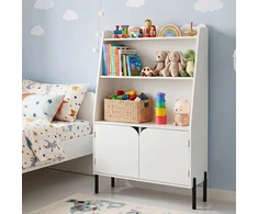 Promotions Vaikiška lentyna su 3 atviromis nišomis ir 2 durelėmis 80x30x121 cm balta