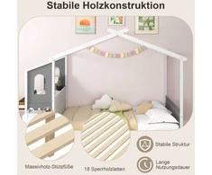 Promotions Vaikiška lova, namelio formos dvigulė lova su stalu ir stalčiais, 253x102x193 cm, balta pilka