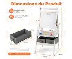 Promotions Vaikiška piešimo lenta, dvikryptė magnetinė balta lenta ir kreidinė lenta, balta
