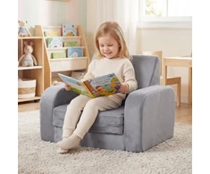 Promotions Vaikiška sofa-lova 3-in-1 transformuojama 91x50x31 cm Pilka kristalinė veliūrinė