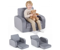 Promotions Vaikiška sofa-lova 3-in-1 transformuojama 91x50x31 cm Pilka kristalinė veliūrinė