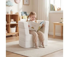Promotions Vaikiška sofa-lova, transformuojama 3-in-1, 97x66x28 cm, balto veliūro