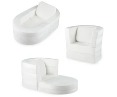 Promotions Vaikiška sofa-lova, transformuojama 3-in-1, 97x66x28 cm, balto veliūro