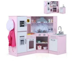 Promotions Vaikiška žaislinė virtuvėlė, 100.3x49.5x81.3 cm, rožinė, medinis žaidimų rinkinys