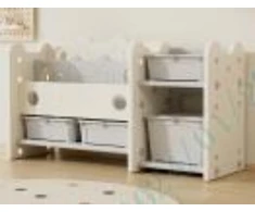 Promotions Vaikiška žaislų lentyna su knygų lentyna, 113.5x36.5x63 cm, balta, laikymo