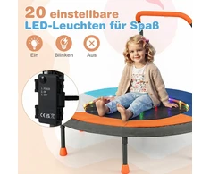 Promotions Vaikiškas batutas 90x81 cm Mėlynas LED apšvietimas Metalinis Sulankstomas