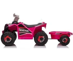 Promotions Vaikiškas elektrinis keturratis su priekaba, 104x39x48 cm, rožinis, paspiriama transporto priemonė