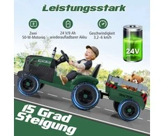 Promotions Vaikiškas elektrinis traktorius su priekaba, 152.4x66x58.4 cm, tamsiai žalias, nuotolinio valdymo pultas